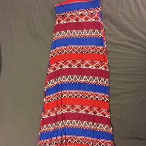Tribal Pattered Papaya Maxi Skirt (Tags Attached)